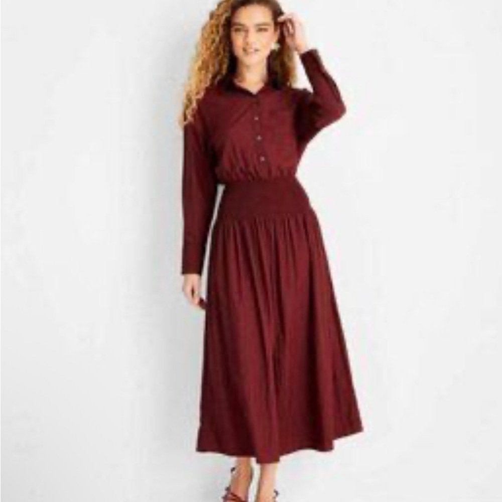 NEW Future Collective Long Sleeve Midi Shirt  Dress sz. S